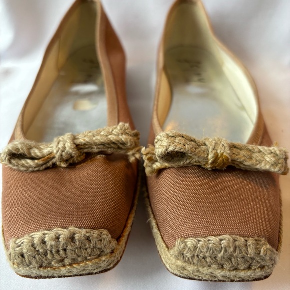 Copper colored canvas slip ons with square toe and rope detailing by FS NY - Picture 4 of 9